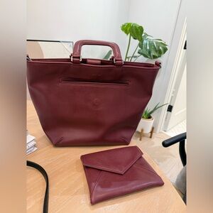Matt & Nat Burgundy Tote and Clutch Set